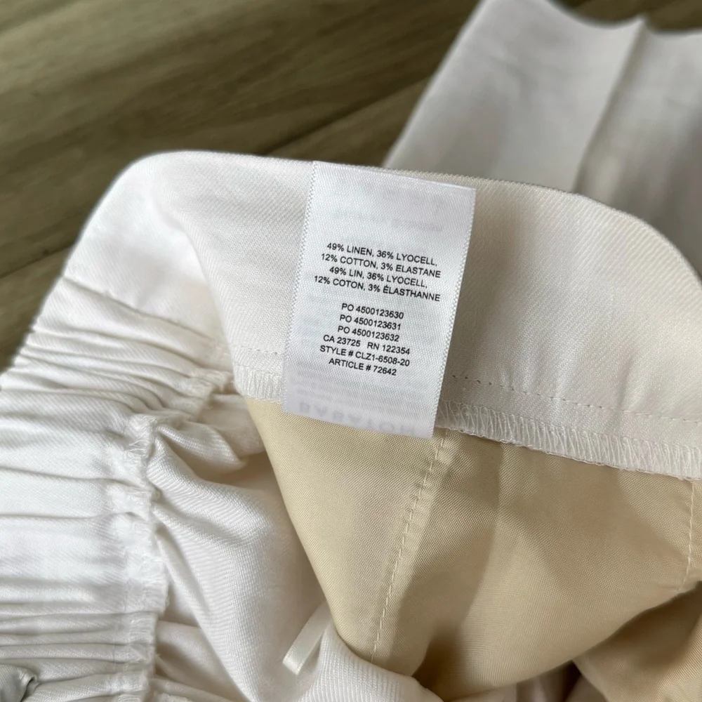 Babaton Arizia Straight Leg Cropped Linen Cotton Blend White Pants Size 00